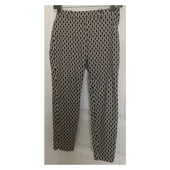 H&M MID RISE LEGGINGS, WOMENS, 2, BELT LOOPS, STRAIGHT LEG, BLACK & WHITE - Picture 1 of 10
